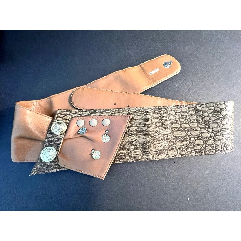Unique Fashion Leather Wide Waist Belt BOHO COIN Style M/I Korea Vintage MCM